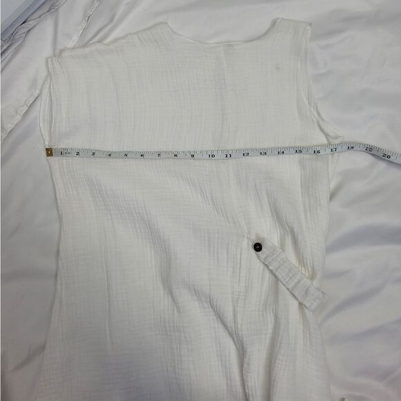 NEW Gaya Lab white gauze asymmetrical cinch side tunic top unisex 6 - Picture 10 of 12
